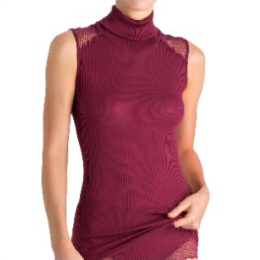 - HANRO RUBINA WOOL/SILK BURGUNDY TOP